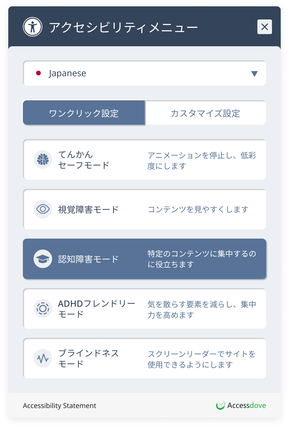 アクセシビリティメニューの利用イメージ